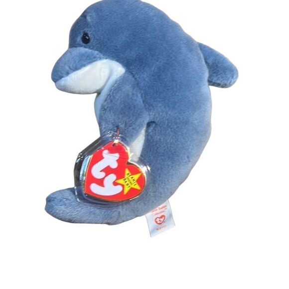 Echo Beanie Baby labeled Waves Style 4084 6” 1996 gray dolphin - Picture 2 of 2